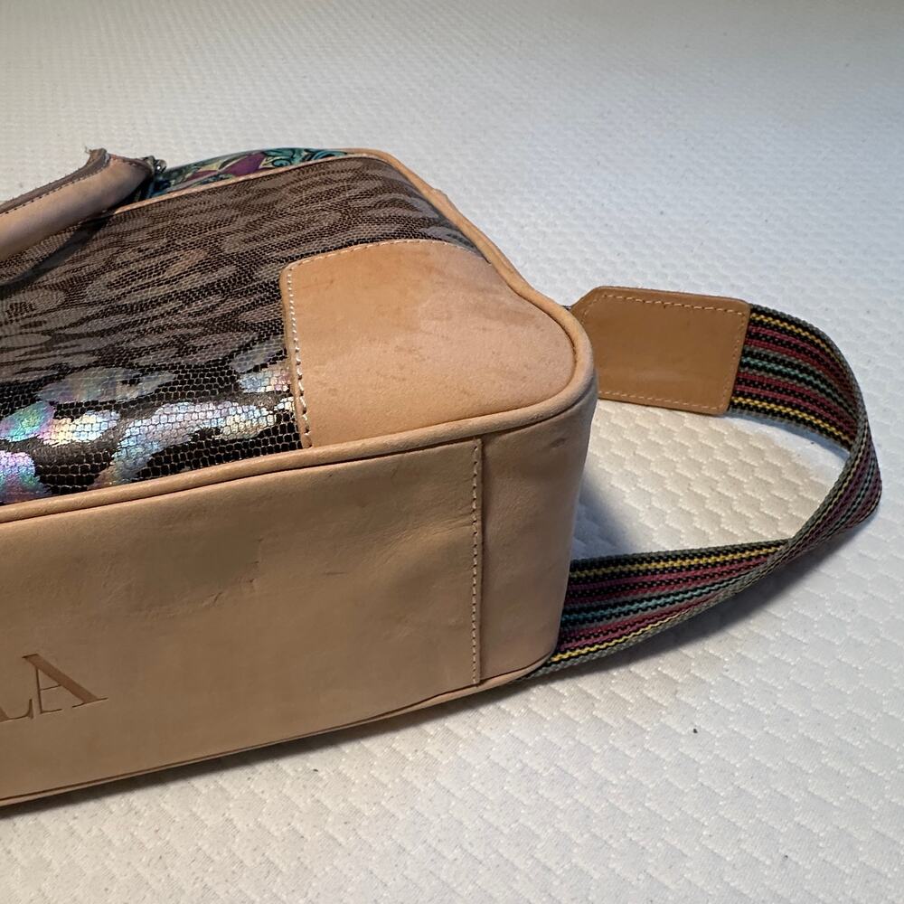 Consuela Beck Commuter Dome Satchel Bag – Multicolor Leather & Canvas - Picture 13 of 15